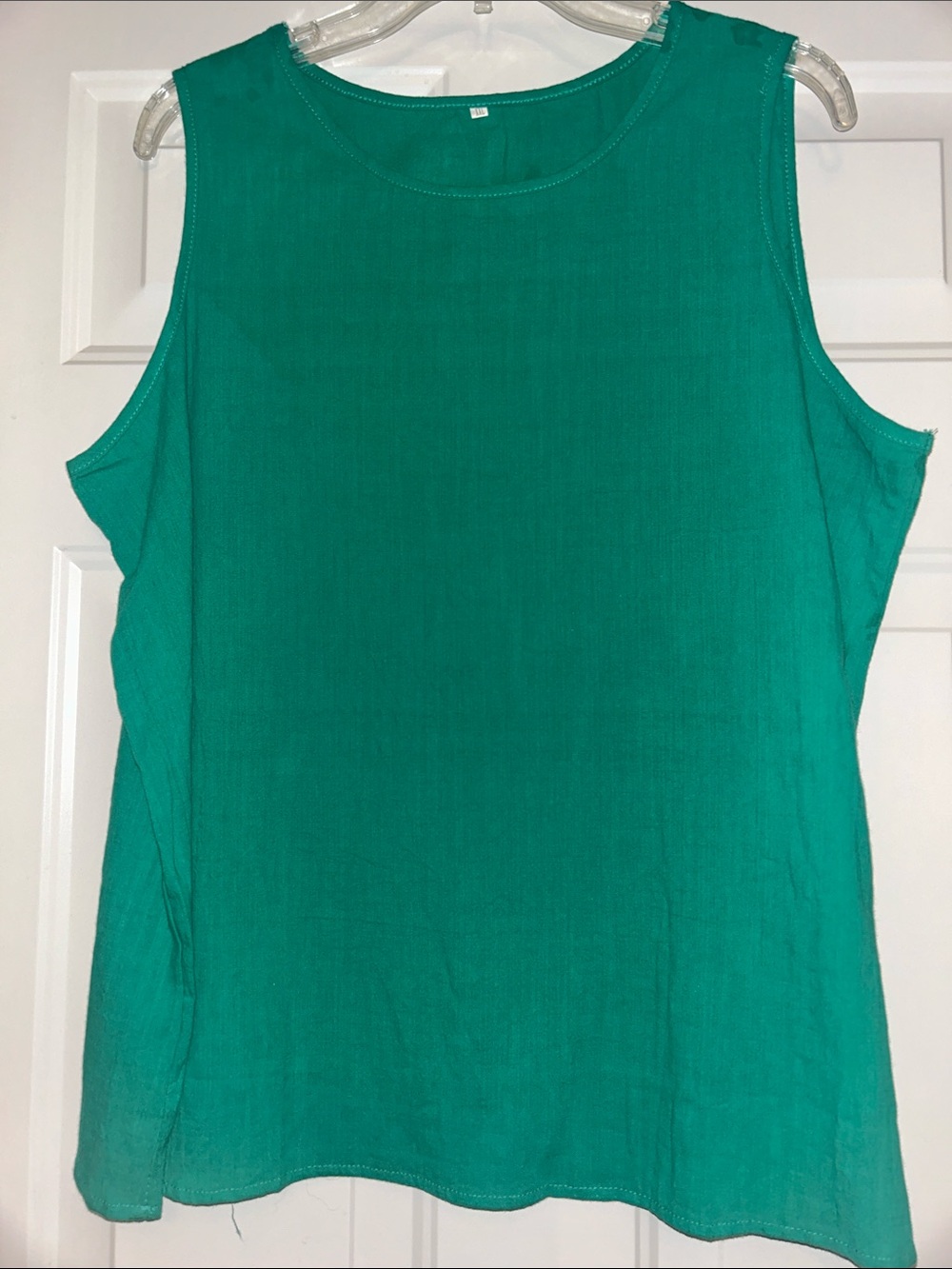 Sleeveless Women's Linen A-Line Top 2X Green NWOT Lagenlook Relaxed Minimalist